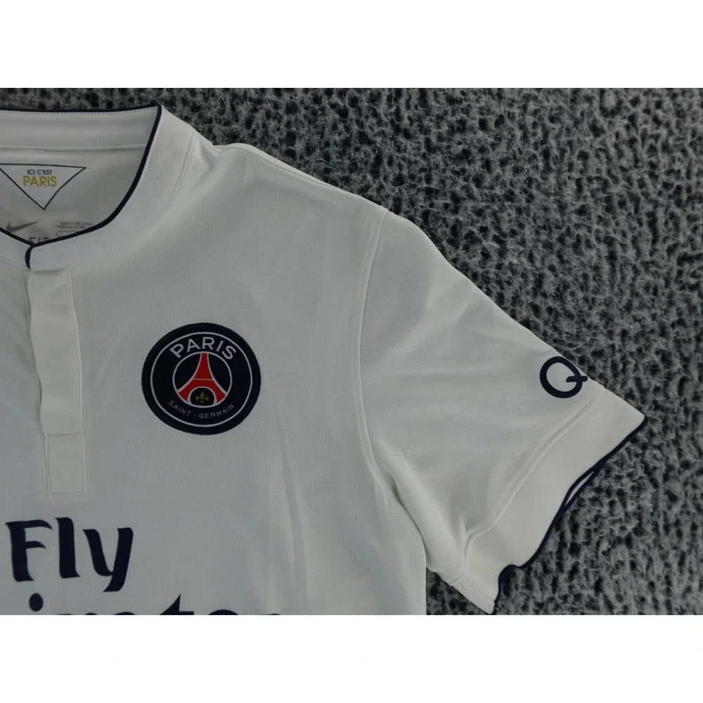 Paris Saint Germain PSG‎ Nike Dri Fit Soccer Jersey White Navy Blue Authentic L